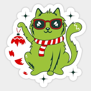 Cat and broken Christmas toy Sticker